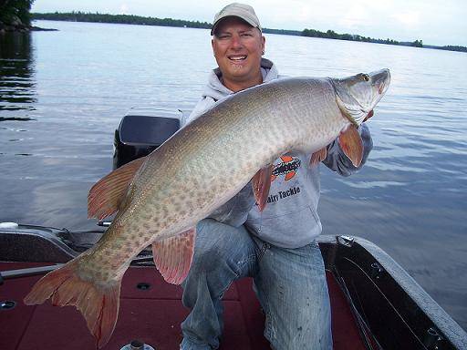 Eric Larsen holding big Lake Vermilion musky