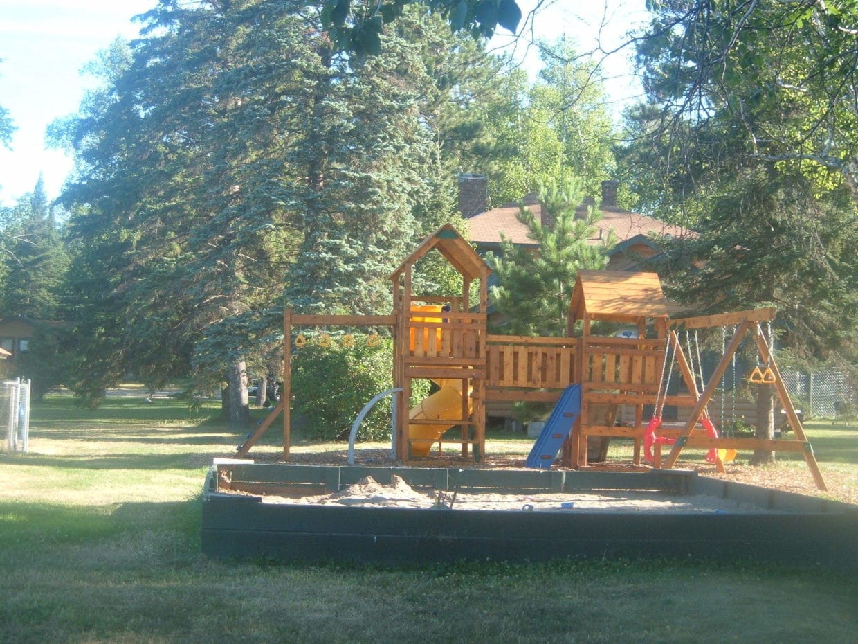 Lake vermilion resort playground at Everett Bay Lodge