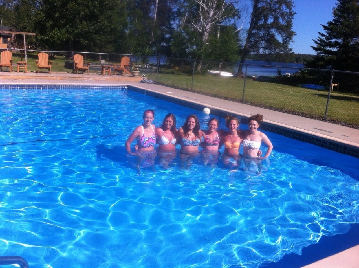 girls in Everett Bay Lodge pool
