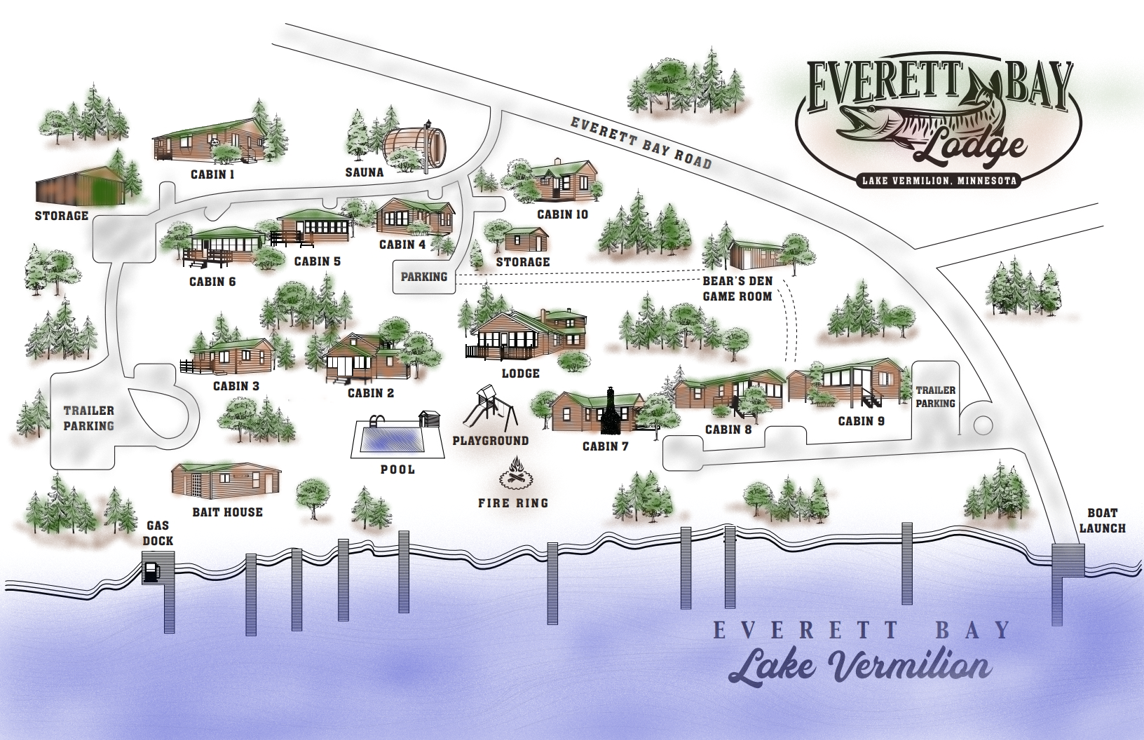 Everett Bay Lodge Property Map