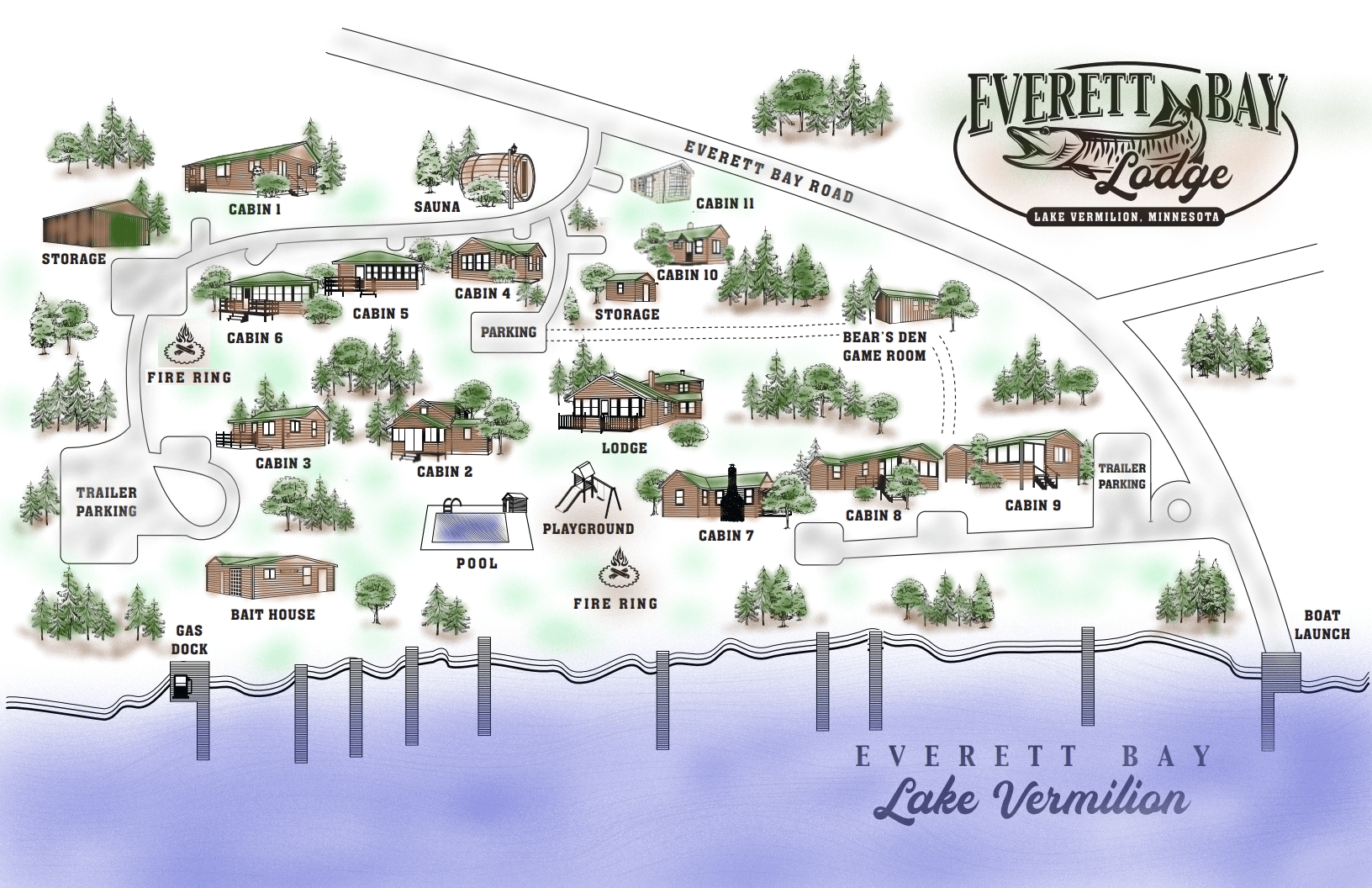 Everett Bay Lodge Property Map